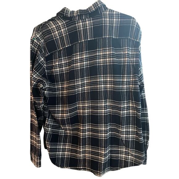 American Eagle Men’s Buffalo Check Button Up Flannel Size Large Black White - Picture 2 of 2